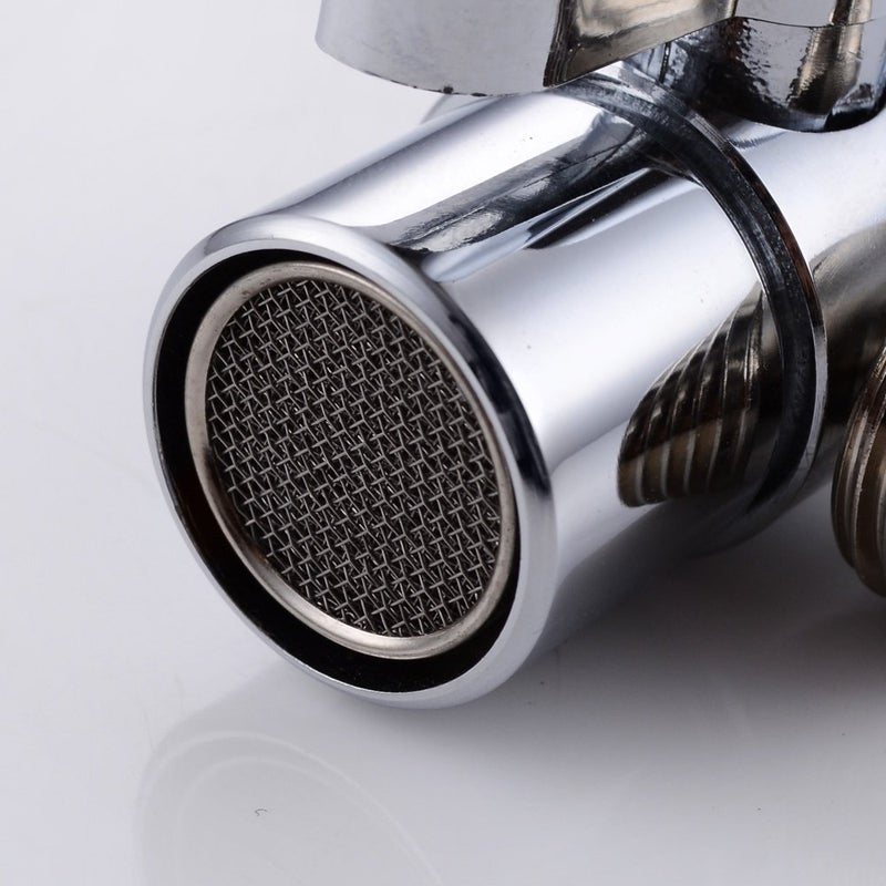Weirun Kitchen Bathroom Sink Faucet Water Filter Diverter Valve for Push on 1/4 inch Tubing Replacement Part Adapter with M22 X M24 Connector, Polished Chrome - Image 4